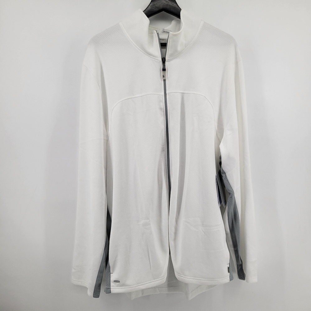 Alo Yoga Coolfit Performance Full Zip Lightweight Jacket Men Size XXL White Gray